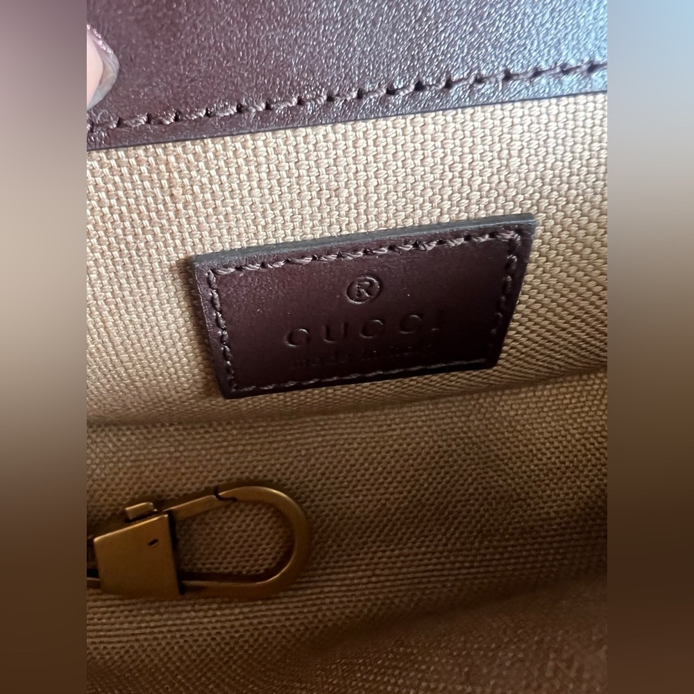 Gucci GG 2.0 Mini Marmot Leather Trimmed Tan Shearling with Gold Chain Bag - Picture 7 of 15
